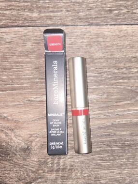 *SOLD* BAREMINERALS Dewy Lip Gloss-Balm in Strength (Soft Red) NIB